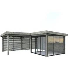 Carporte Palmako Carport Pavillon Connect Lenna 24.9 m2 Set 411 Slide grau tauchgrundiert (Gebäudefläche )