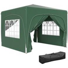 Pop up gazebo with sides OutSunny 3m x 3m Pop-Up Gazebo Shelter with Accessories - Dark Green