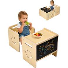 Weaning Table and Chair Set Montessori Toddler Desk with Blackboard