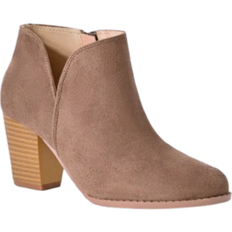 Shein Women Faux Suede Zip Side Boots, Round Toe Chunky Heeled Classic Boots