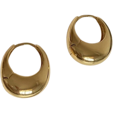 Shein pair European American Minimalist Metallic Geometric UShaped Smooth Oval Hoop Earrings For Women Daily Wear