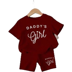 Red Other Sets Children's Clothing Shein Casual Minimalist Short Sleeve Shorts Set - Summer