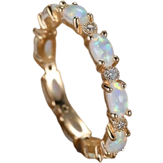 Shein PC Glamorous Cubic Zirconia & Faux Opal Ring For Women For Wedding Engagement Anniversary Party Jewelry Valentine's Day Gift