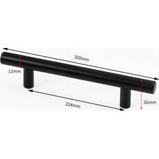 Mattsvarta T-Bar Handtag 2-Pack XXL