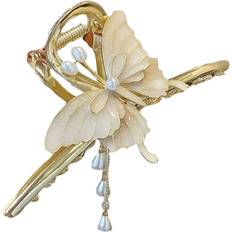 White Hair Clips Veeki Butterfly Pearl Clip for Thin Hair Accessories - White