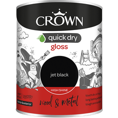 Crown Black Paint Crown Quick Dry Gloss Jet Wood Paint Jet Black 0.75L
