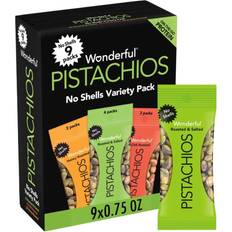 Nuts & Seeds Wonderful Pistachios No Shells 3 Flavors Mixed Variety Pack 6.75oz 9pcs 1pack