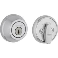 780 Deadbolt Lock Satin Chrome Round Exterior Keyed