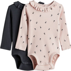 H&M Long-Sleeved Bodysuits 2-pack - Light Pink/Floral (1110252025)