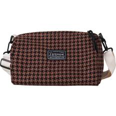 Canvas School Bags RYWOLT Fashionforward Houndstooth Canvas Childrens Bag - Dark Brown