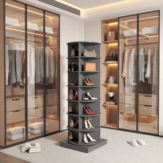 Lark Manor Rotating Storage 7 Layers Grey 28 Shoe Rack