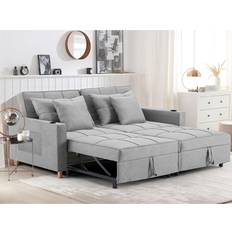 Latitude Run Comfortable 3-1 Convertible Bed With Adjustable Backrest Light Grey Sofa 167cm 2 Seater