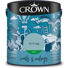 Crown Silk Matte Paint Crown & Silk Emulsion Egg Wall Paint Duck Egg 2.5L