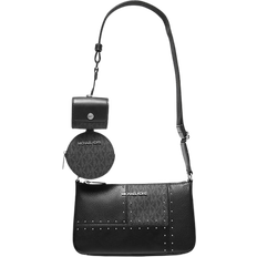 Michael Kors Jet Set Travel Small Metallic Patchwork and Signature Logo Crossbody Bag Black (ONE SIZE)