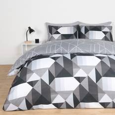 OHS Retro Geometric Reversible Set King Duvet Cover White, Black (230x220cm)