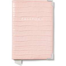 Aspinal of London Rose Crocodile Embossed Patent Leather Passport Cover - Rose