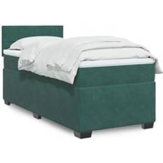 Green Bed Packages Berkfield Home Box Spring Bed with Mattress Dark Green 90x200 cm Velvet