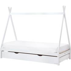 Beliani Kids Trundle Bed Pine Wood Single Size 3ft with Slatted Base White Talmontiers
