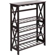 MDF Wine Racks Beliani Elegant Classic MDF Pine Wood Legs for Bottles and Glasses Dark Brown Rothesay Wine Rack
