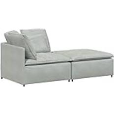 vidaXL Modulsoffa Med Fotpall Och Dynor Ljusgrå Soffa