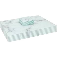 Marble Coasters Harbour Housewares 12 Pc Rectangle Glass Placemats Set 40 Cm X 30 Cm Marble Coaster