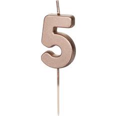 Festartikler PartyDeco Fødselsdagslys 5 Rosaguld 4,5 cm