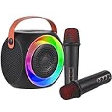 YIWENG Mini Karaokemaskin Trådlös Mikrofon Och Högtalare Set Med 2 Mikrofoner