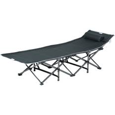 Sonnenliege Klappbare Liege mit Kopfkissen 188 x 64,5 x 53 cm grau