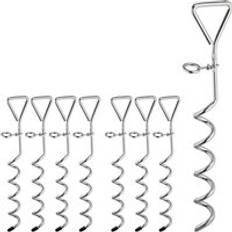 Relaxdays Set of 8 Ground Anchor 42cm Long Silver