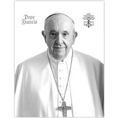 White Posters ARTERY8 Pope Francis Black & White Portrait Holy See Emblem Wall Art Print 18 inch x 24 inch Poster