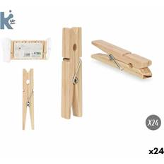 BigBuy Home Klädkrokar 289 Trä- och Metallklipp - 24 Paket