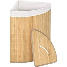 Badrumstillbehör Northio Hörntvättkorg I Bambu 55L Med Lock Och Avtagbar Påse 38 x 38 x 57 cm