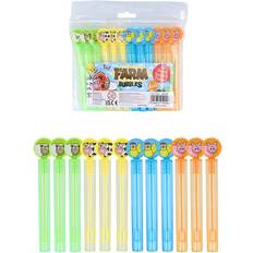 Plastic Bubble Blowing Neon Farm Animal Party Bubble Tubes Pack 12
