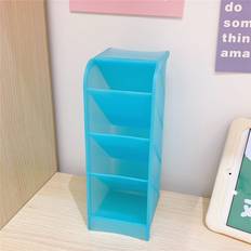 Blue Desktop Organizers Maxpower Candy Color 4 Grid Desktop Pen Holder Kawaii Small Big Size Makeup Brushes