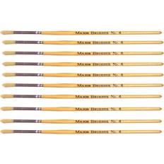 Major Brushes Hog Bristle Short Hand Round Tip Size 4 Pack of 10