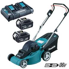 Makita Lawn Mowers Makita DLM380PT2 18V 36V LXT Cordless Lawn 2 x 5.0Ah Dual Charger Battery Powered Mower