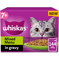 Whiskas in gravy Whiskas 144 x 85g 7+ Mixed Menu Senior Wet Cat Food Pouches in Gravy