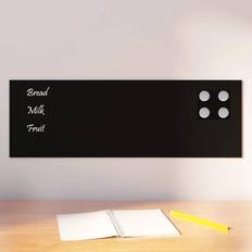 Väggmonterad Magnettavla Svart 60x20 cm Härdat Glas