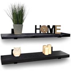 Brambly Cottage Handcrafted Rustic Wooden Shelves 4.5cm H x 140cm W x 22cm D Wall Shelf
