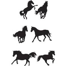 6 Piece Horse Wall Sticker Set Black