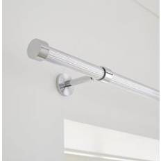 Dunelm Ribbed Extendable Metal Eyelet Curtain Pole - Chrome