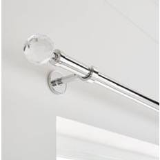 Dunelm Faceted Ball Extendable Metal Eyelet Curtain Pole - Chrome