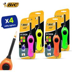 Utility Lighters with 6cm Extension Rod 4 Pack Assorted Colours
