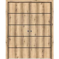 Doors SartoDoors French Double Pocket Doors 72 96 inches Planum 0015 Oak Interior Door (x)
