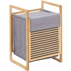 Badrumstillbehör Northio Tvättkorg Bambu Polyester Natur Grå 40 x 35 x 60,5 cm