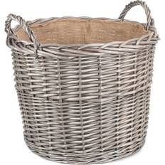 Willow Extra Large Antique Wash Finish Wicker Lined Log Baskets Basket