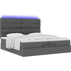 Sängpaket vidaXL Ottoman Sängram Med Madrasser Mörkgrå 200x200 cm Tyg Sängpaket