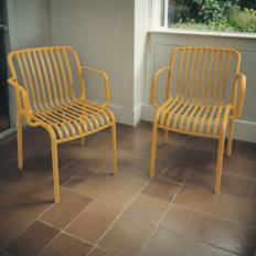 Yellow Garden Chairs Latitude Run Badi Stacking Patio Dining Armchair 80cm H x 57cm W x 58cm D