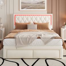Upholstered With Led And Drawers 115.5cm H x 140.5cm W x 197cm L