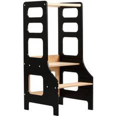 Duck Woodworks Justerbar Hjälpa Till Pall Svart/Natur